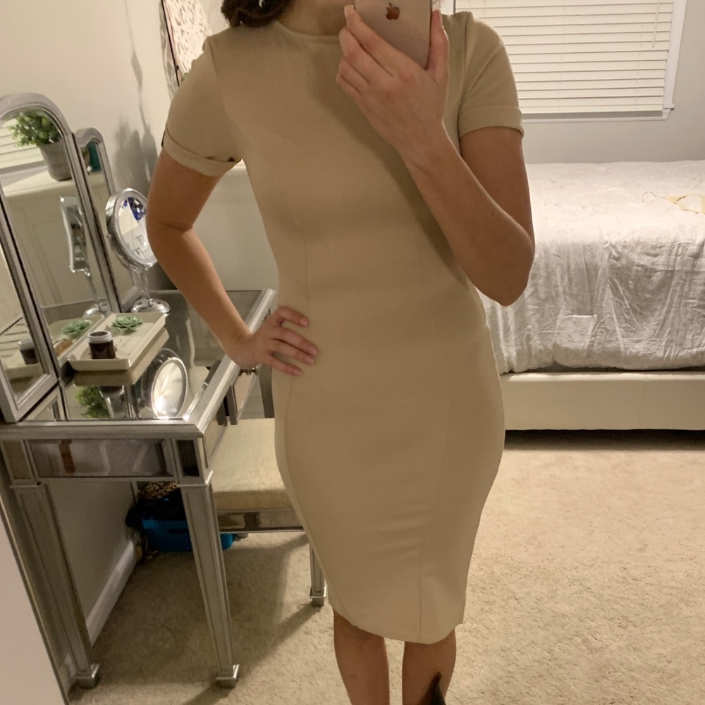 Tan Form fitting dress